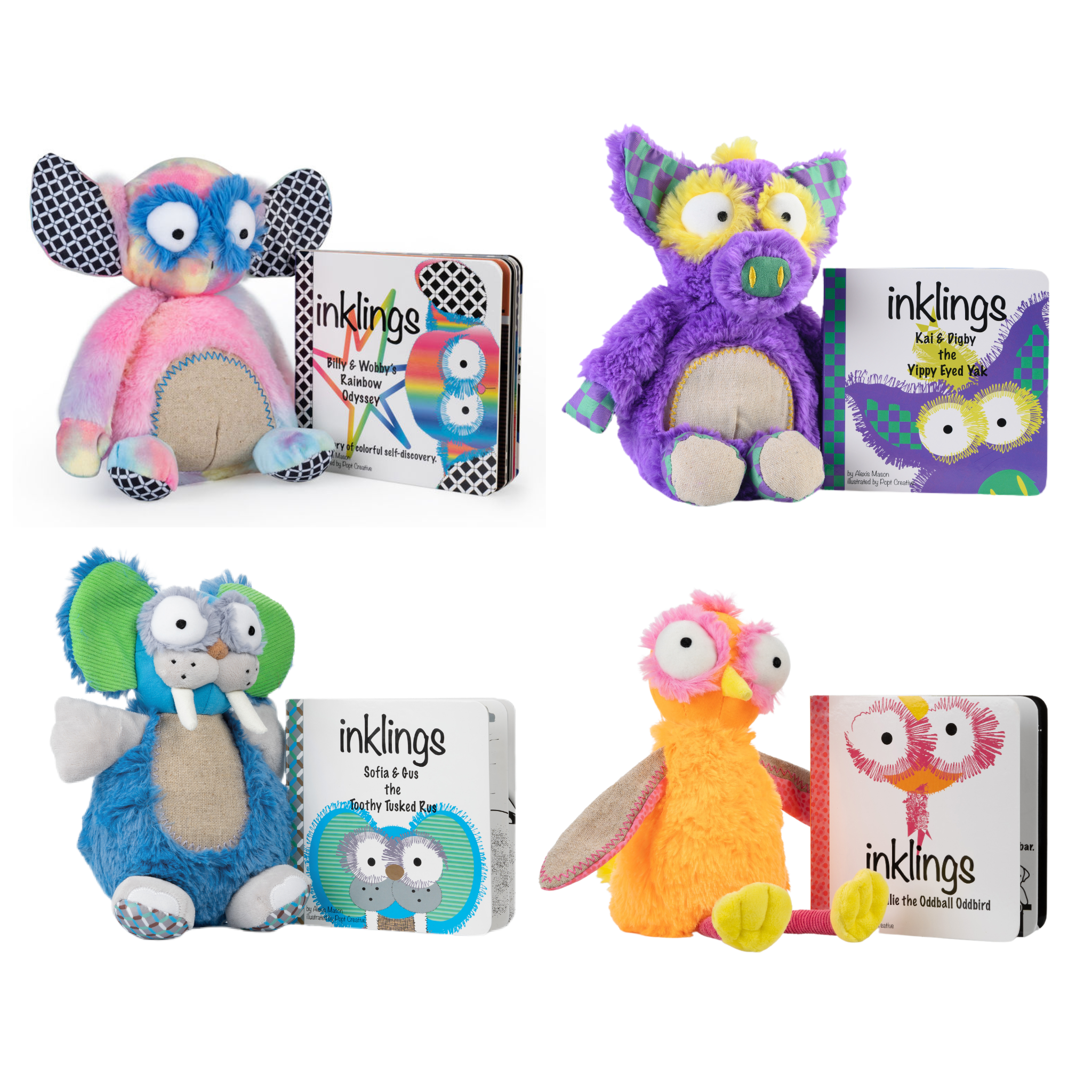 Inklings Baby Plush Toy & Board Book Super Bundle | All 4 characters | Baby Shower Gift Set