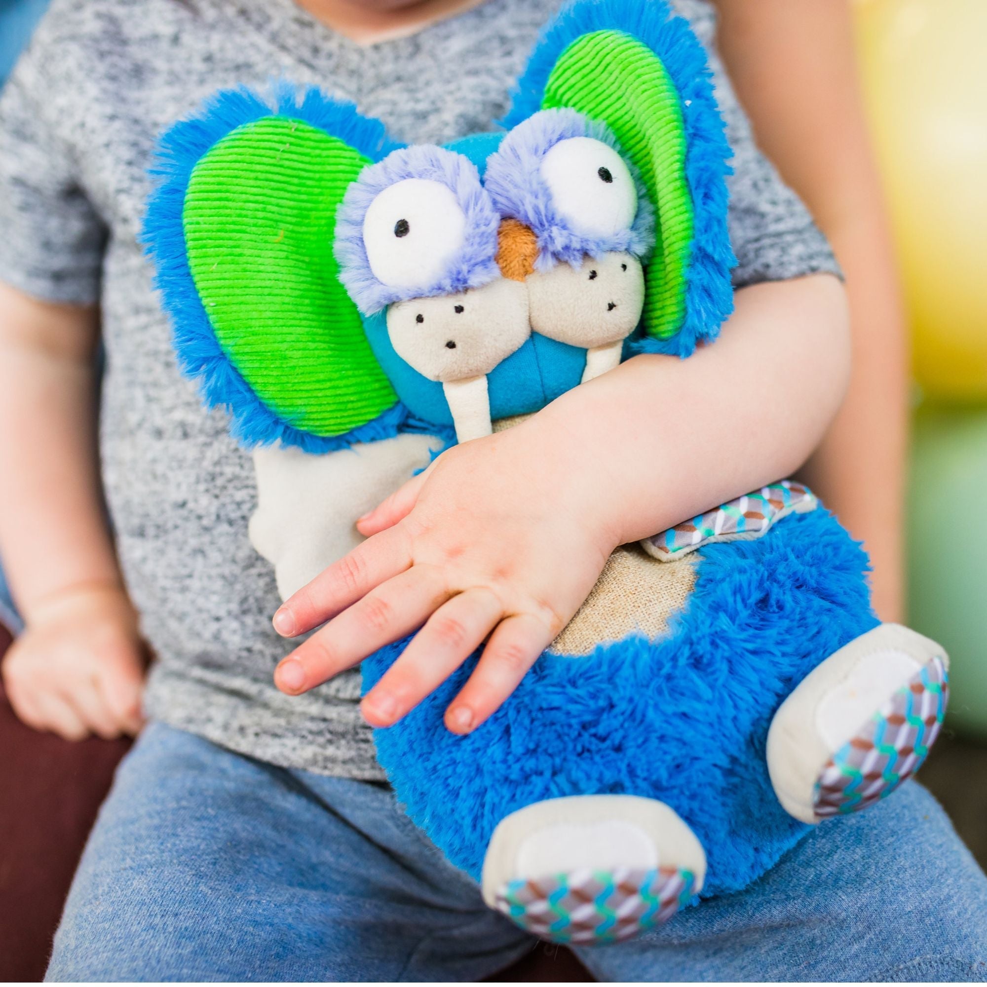 Gus the Toothy Tusked Rus Inklings Baby plush toy – neon blue green purple sensory stuffed animal with crinkle ears for newborns-toddler hugging 