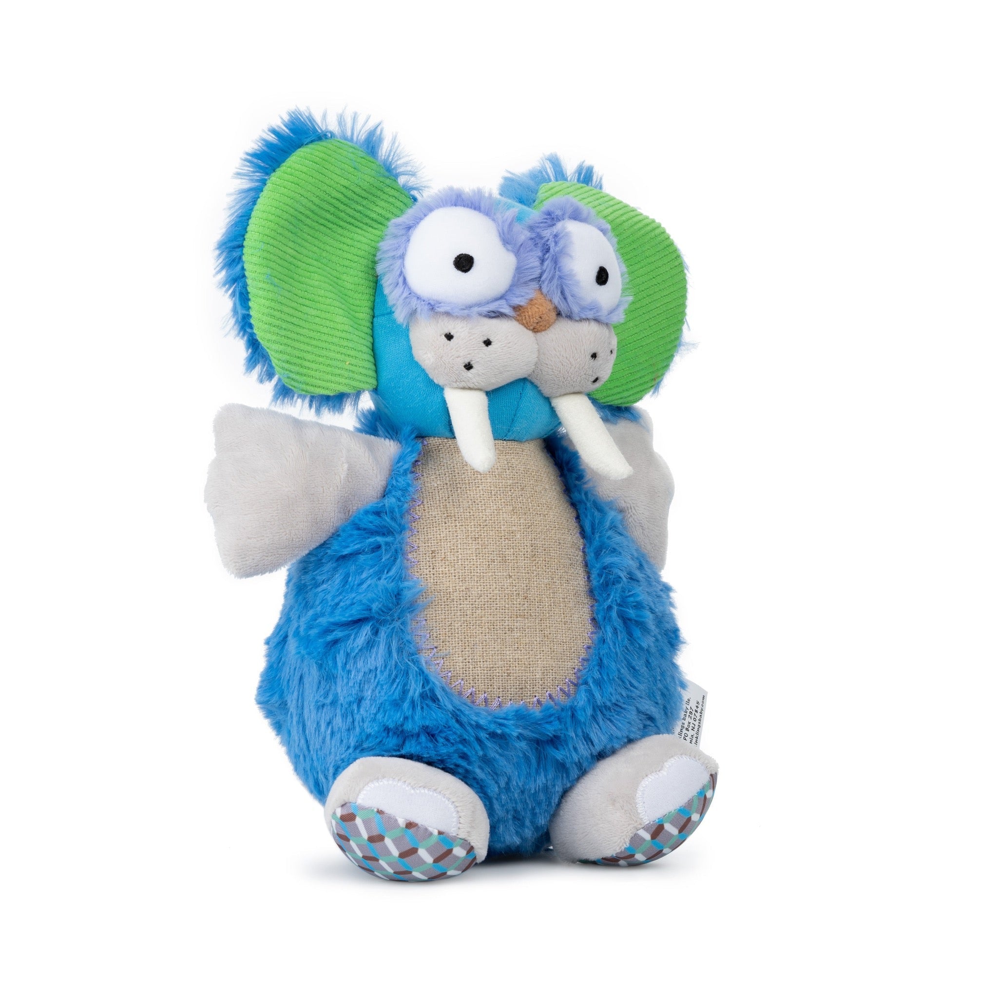 Gus the Toothy Tusked Rus Inklings Baby plush toy – neon blue green purple sensory stuffed animal with crinkle ears for newborns - plush toy