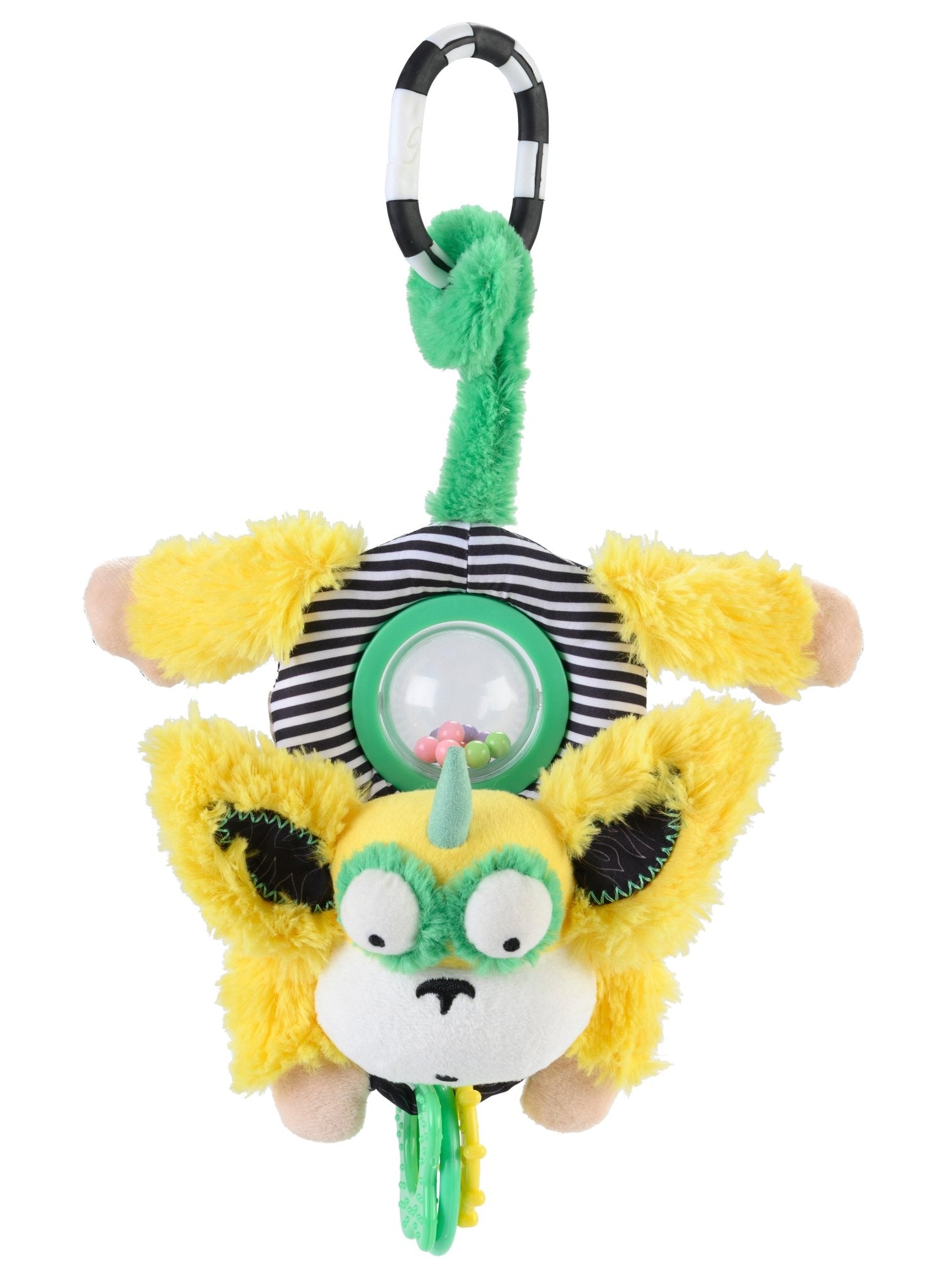 Inklings Baby Sensory Activity Bundle - 4 baby toys- rattle, chime, musical pull, spinbelly - yellow monkey