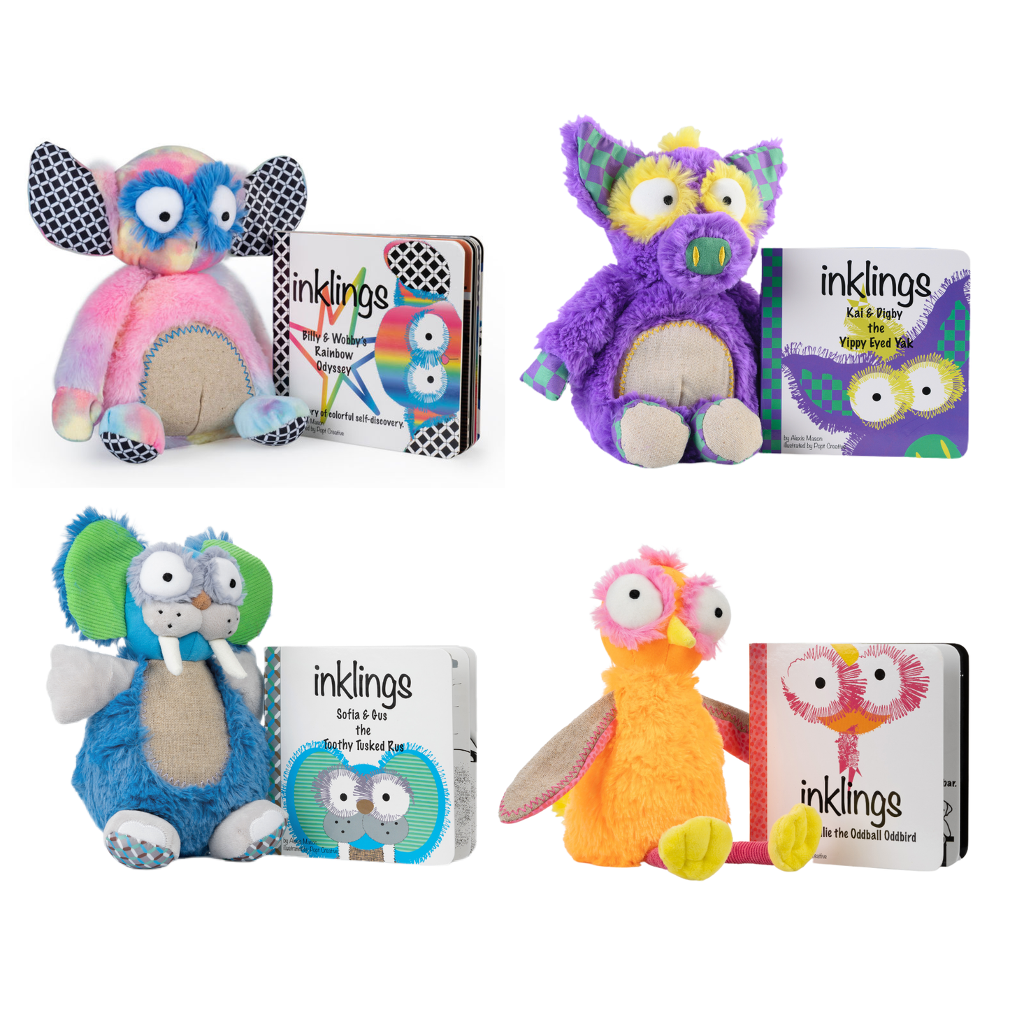Inklings Baby Ultimate Toy and Book Bundle – all 8 characters plush toys and board books baby shower gift- 4 book plush gift sets