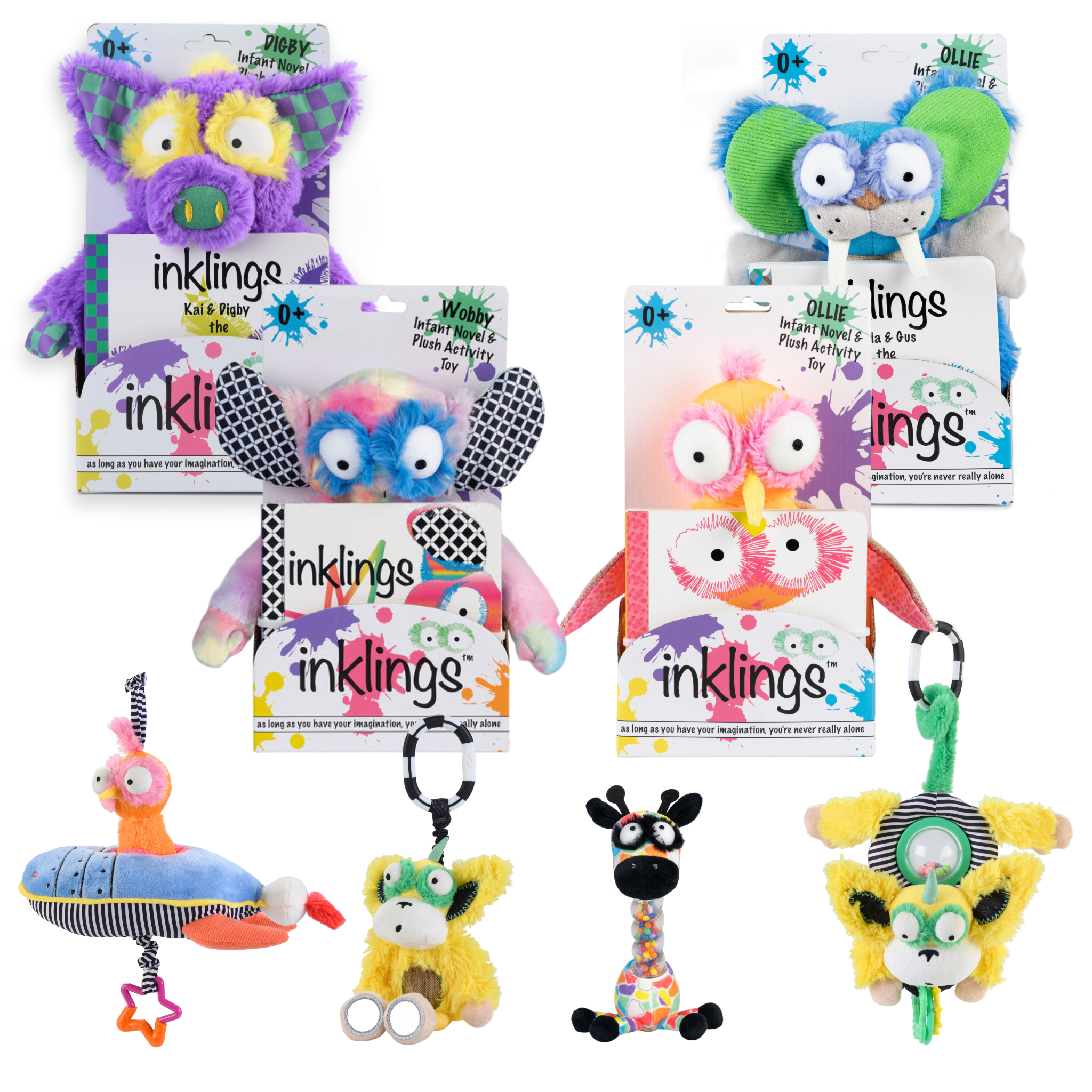 Inklings Baby Ultimate Toy and Book Bundle – all 8 characters plush toys and board books baby shower gift