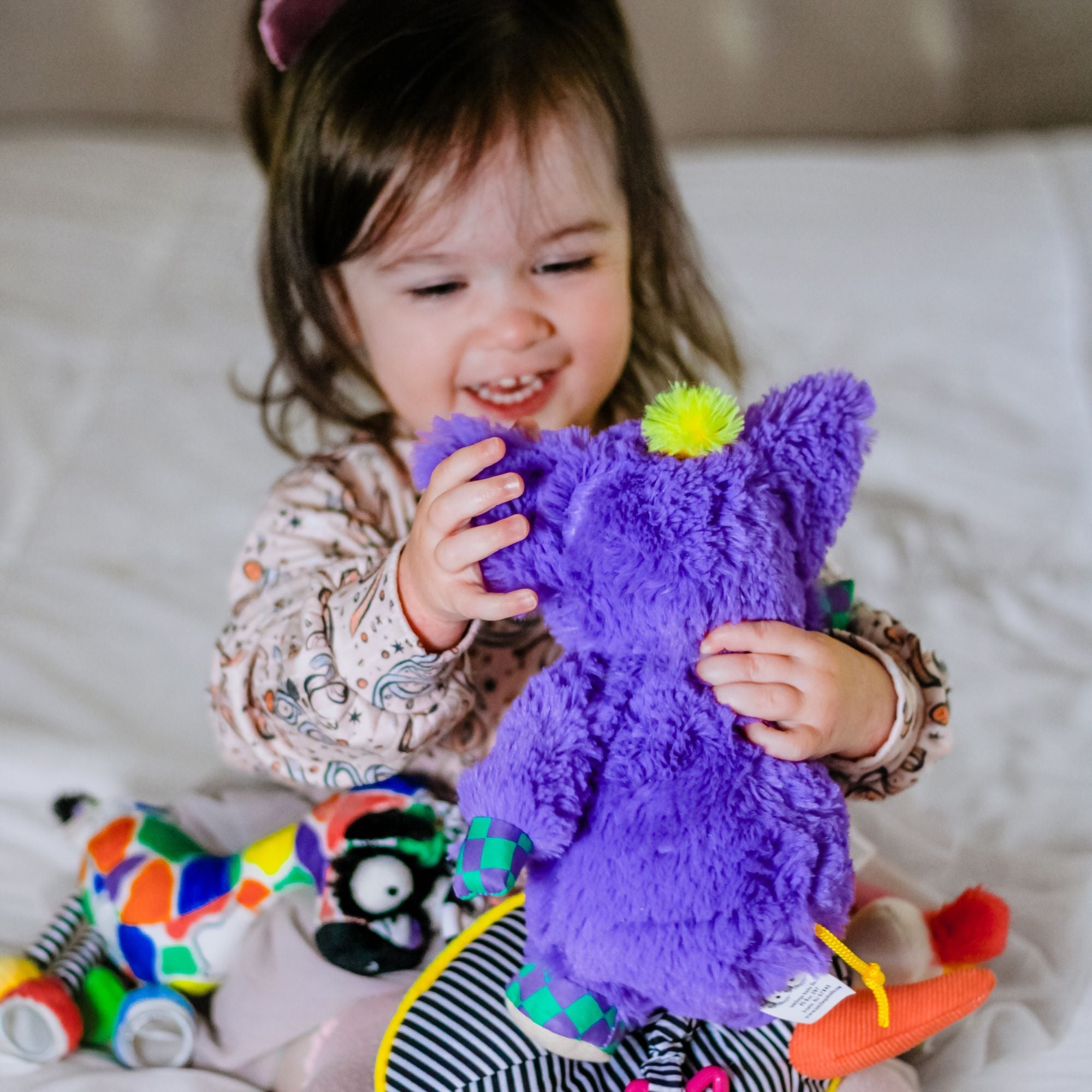 Digby the Yippy Eyed Yak Inklings Baby plush toy – purple yellow green sensory stuffed animal for babies 0-3 years toddler girl play