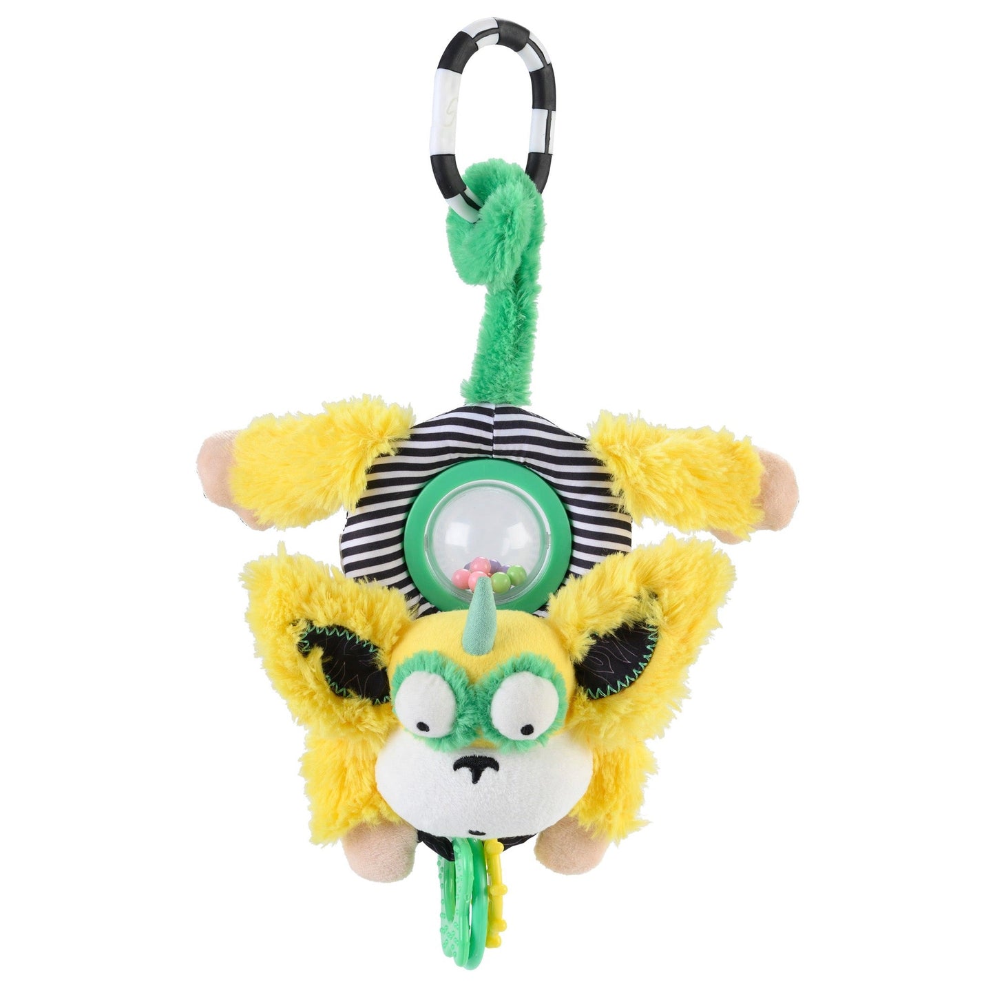 Marley the Monkey Spin Belly hanging activity toy – spinning rattling beads stroller clip sensory toy ages 0-12 months