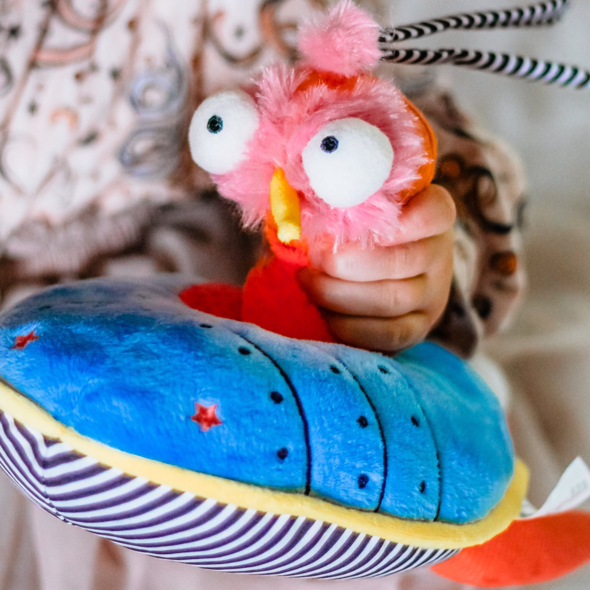Ollie Rocket Ship musical pull toy – Inklings Baby sensory activity toy with textured teether and musical rhyme - baby play