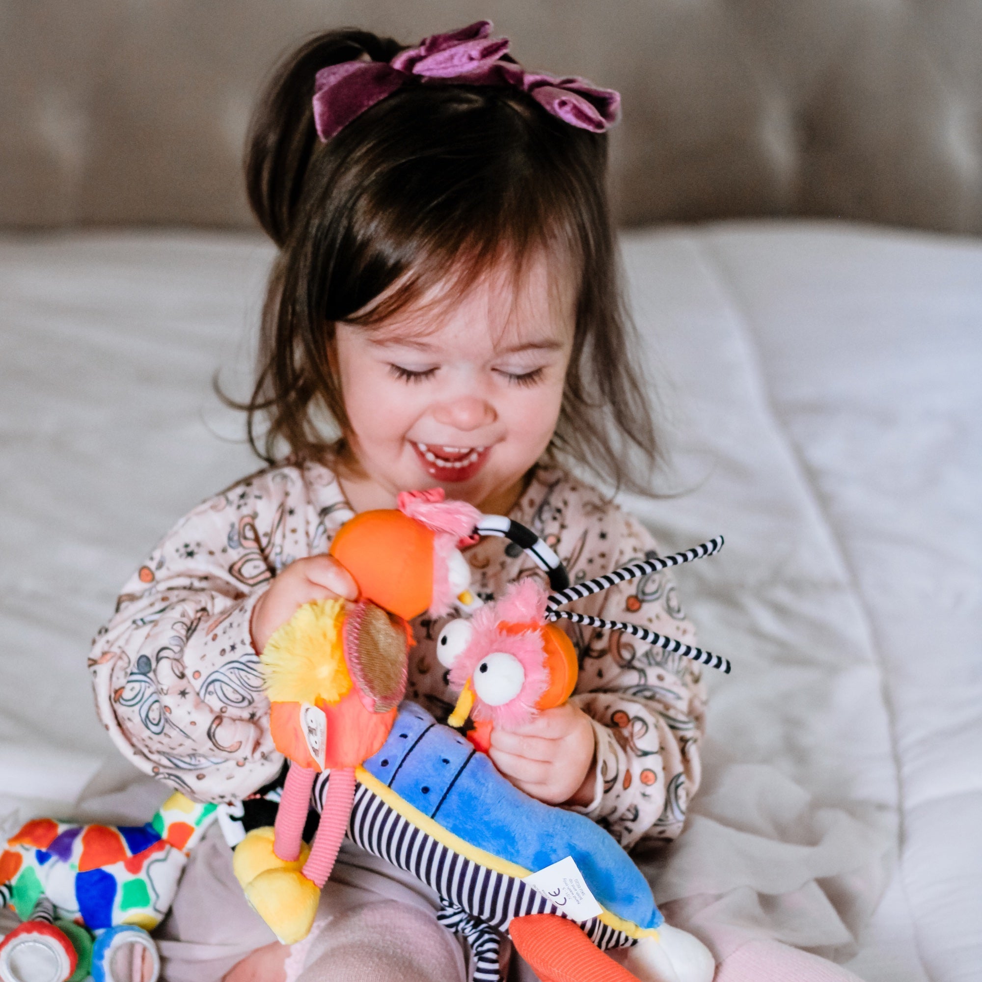 Ollie Rocket Ship musical pull toy – Inklings Baby sensory activity toy with textured teether and musical rhyme toddler girl play smile