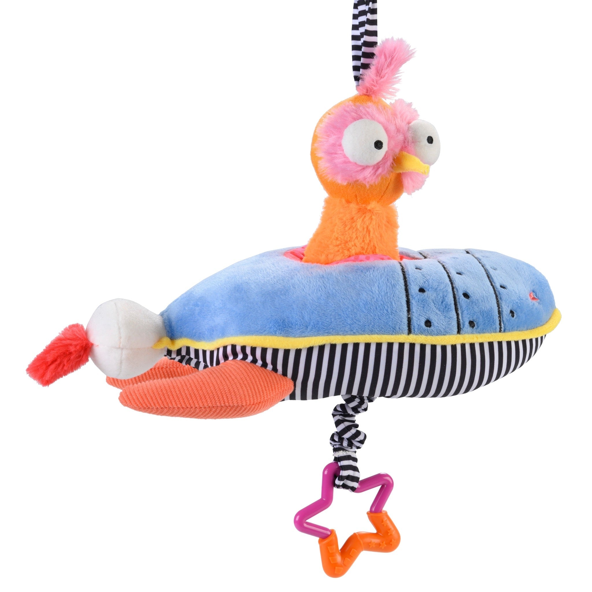Ollie Rocket Ship musical pull toy – Inklings Baby sensory activity toy with textured teether and musical rhyme