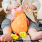 Ollie the Oddball Oddbird Inklings Baby plush stuffed toy – orange yellow pink sensory toy with belly rattle and burlap wings for babies string lights playtime