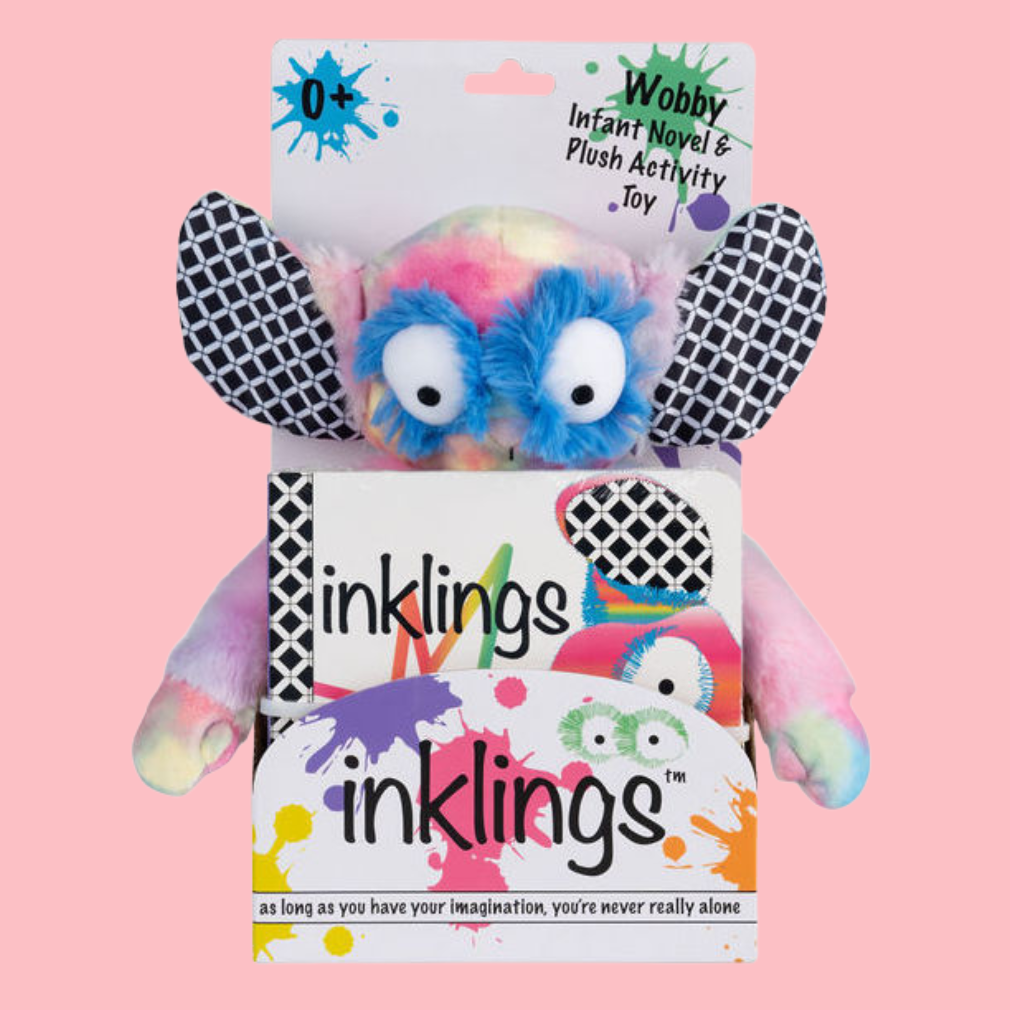 Rainbow Wobby Inklings Baby rainbow plush stuffed toy – LGBTQ inclusive pride baby gift with crinkle ears and belly rattle