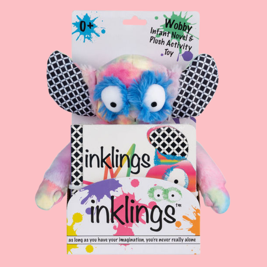 Rainbow Wobby Inklings Baby rainbow plush stuffed toy – LGBTQ inclusive pride baby gift with crinkle ears and belly rattle