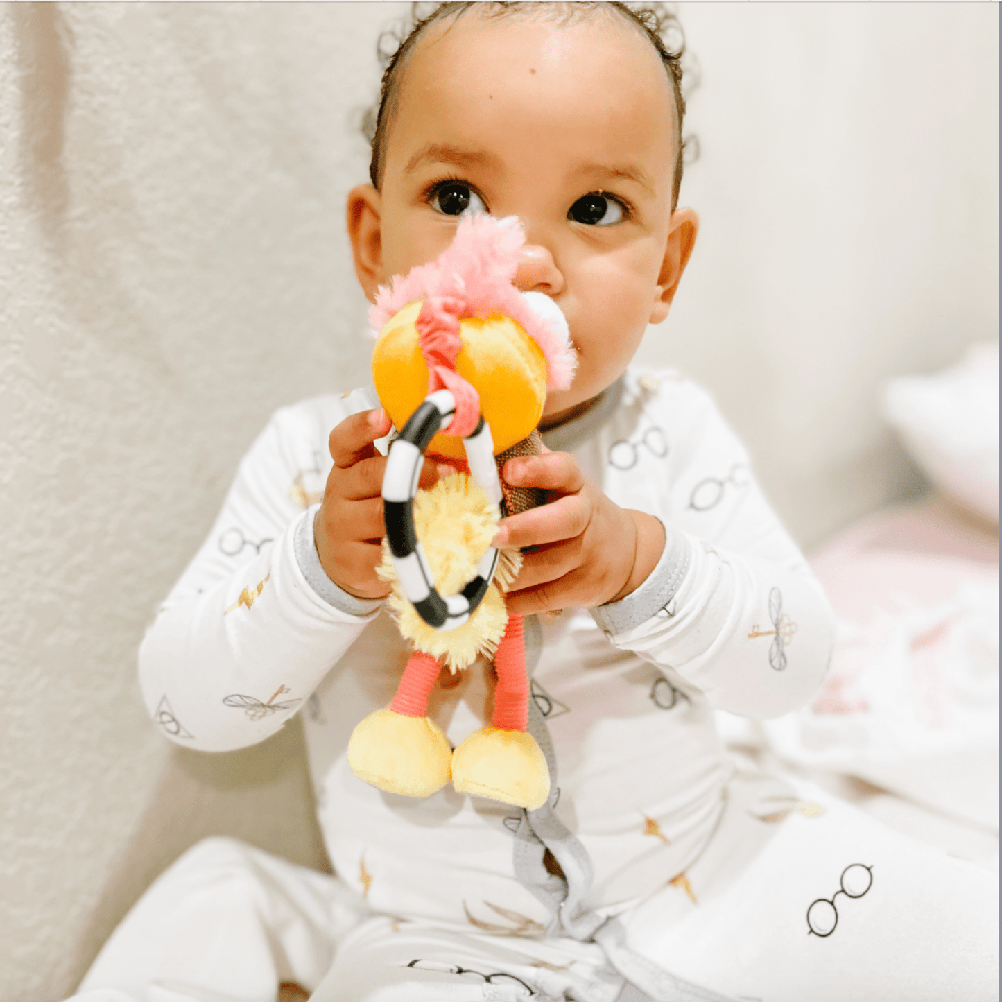 Ollie the Oddball Oddbird Chime & See Atachable Hanging Activity Toy - Inklings Baby