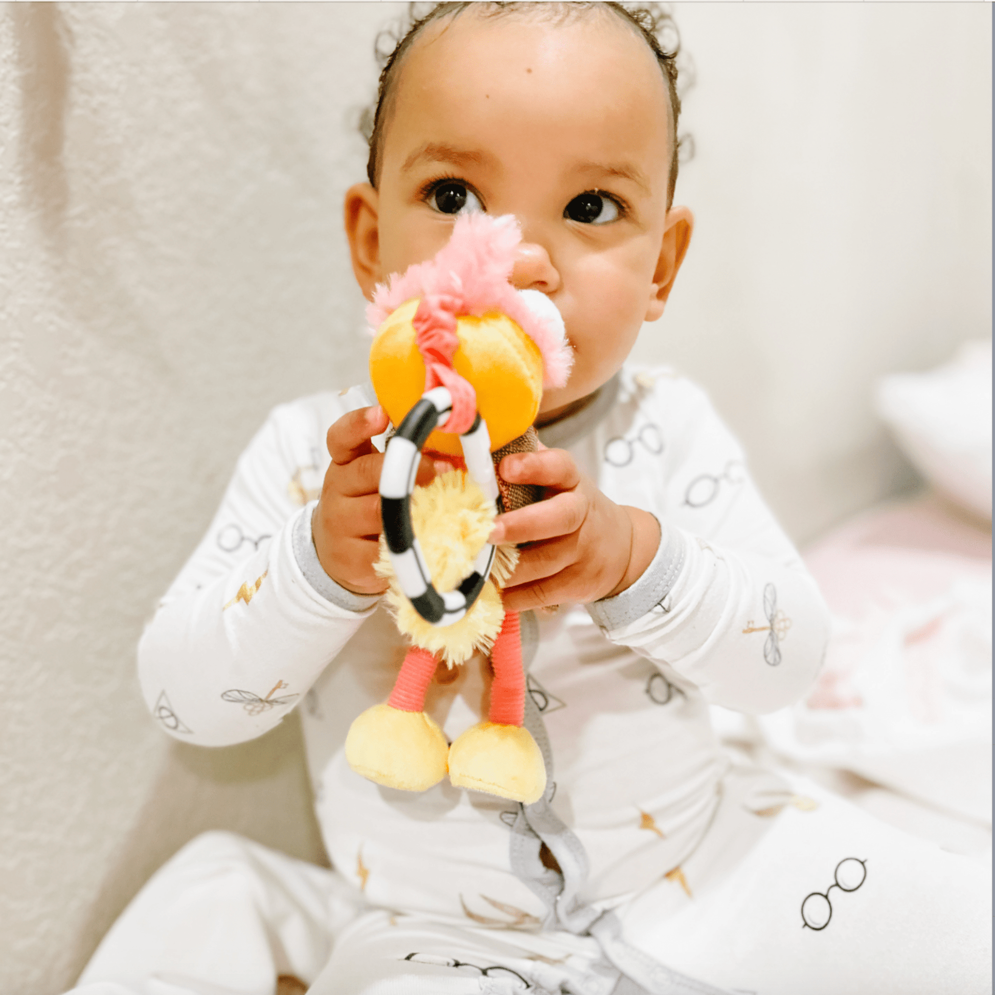 Ollie the Oddball Oddbird Chime & See Atachable Hanging Activity Toy - Inklings Baby