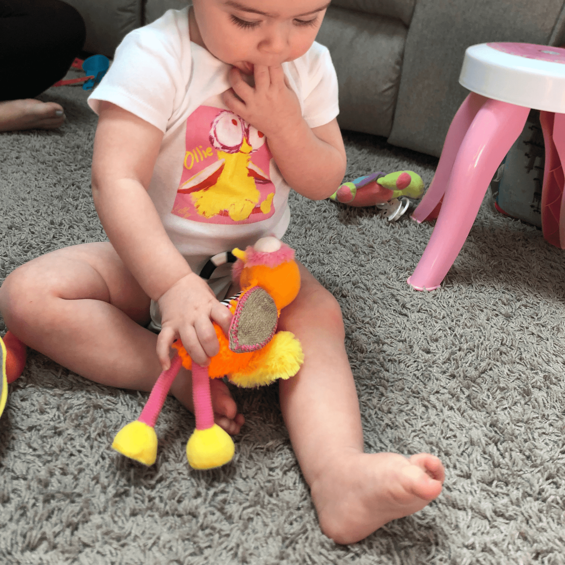 Ollie the Oddball Oddbird Chime & See Atachable Hanging Activity Toy - Inklings Baby