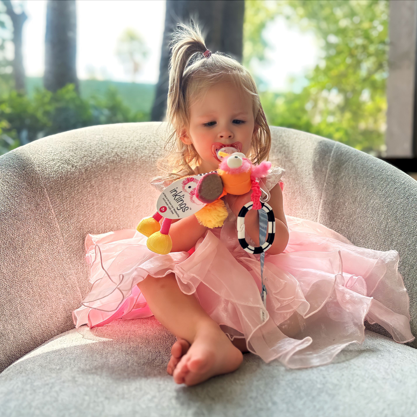 Ollie the Oddball Oddbird Chime & See Atachable Hanging Activity Toy - Inklings Baby