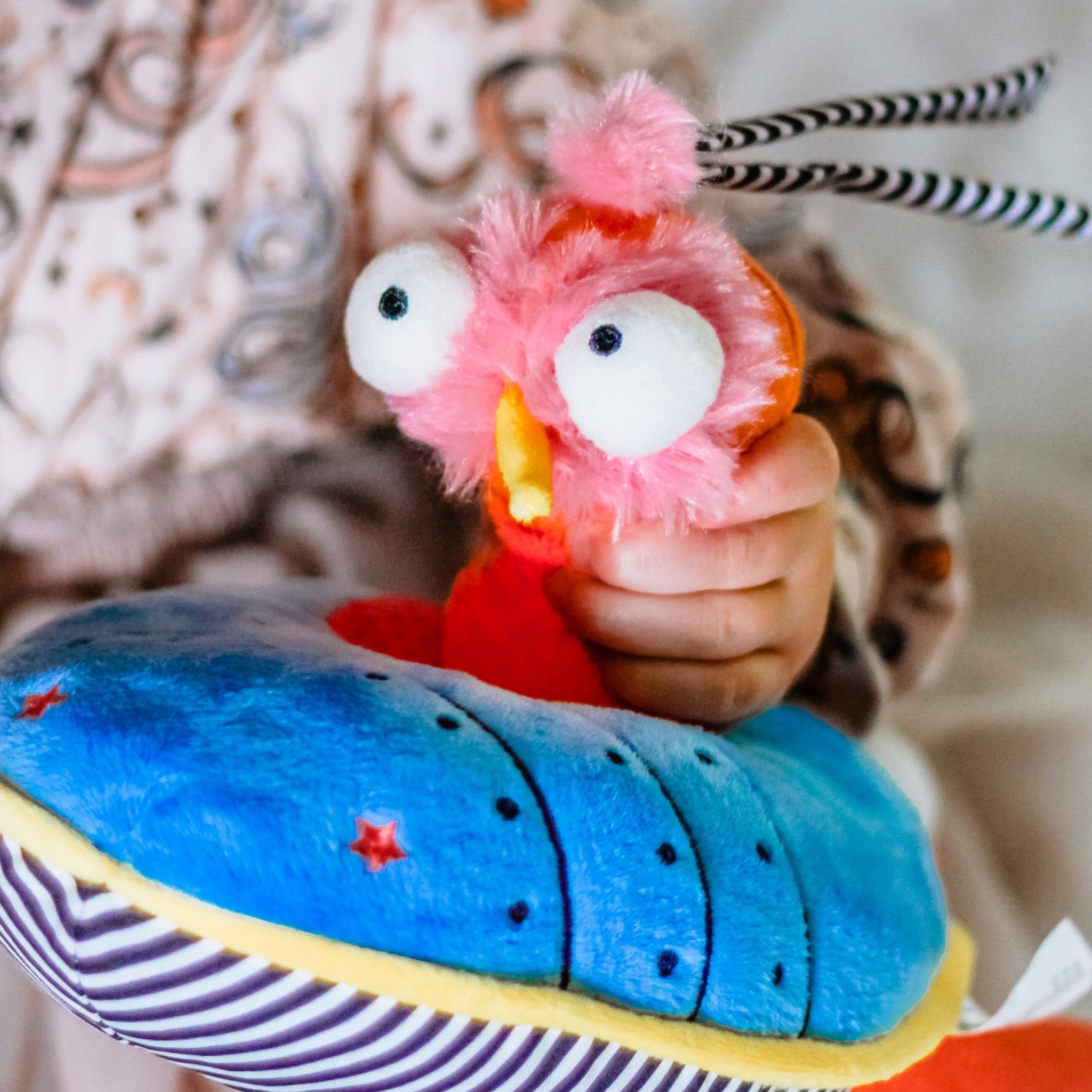 Inklings Baby Sensory Activity Bundle - 4 baby toys- rattle, chime, musical pull, spinbelly - ollie rocketship play